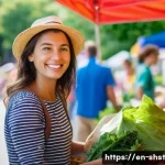 친환경 조리법의 과학적 근거 - **Prompt:** A sun-drenched farmers market scene in the summertime. Stalls overflow with vibrant, org...