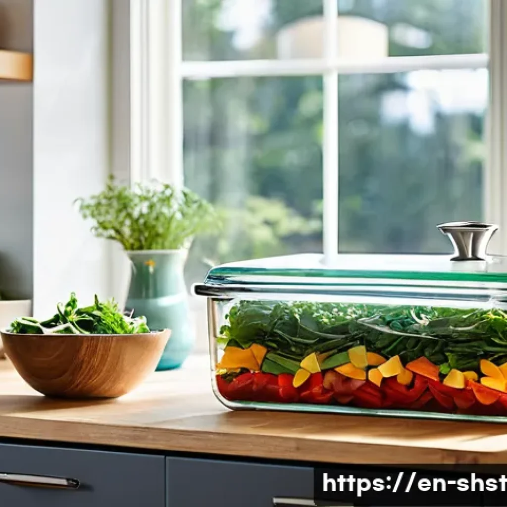 친환경 조리 도구 추천 리스트 - **Prompt:** A beautifully organized, sunlit modern kitchen. On a recycled stainless steel counter, a...